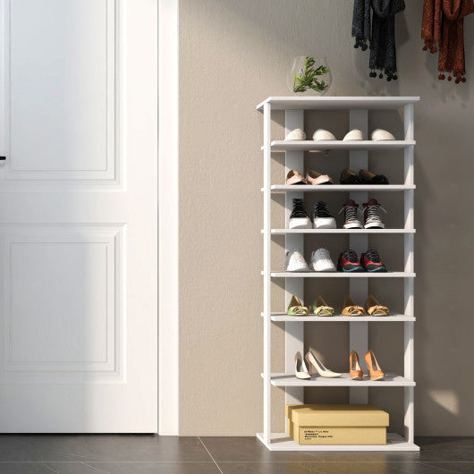 7 Tiers Vertical Shoe Rack for Front Door, White, Costway, 2