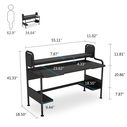 Tribesigns - Gaming Desk Computer, 55-Inch Desk with Monitor Shelf