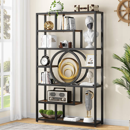 Bookshelf, 72’’ Etagere Bookcase 7-Tier Display Shelf