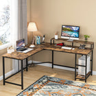 L-Shaped Desk, Corner Computer Desk with Monitor Stand