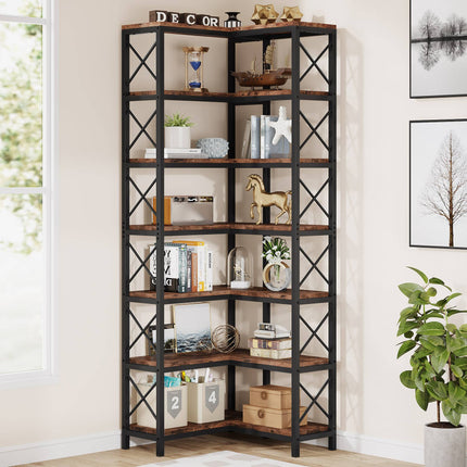 Corner Bookshelf, 7-Tier Tall Corner Bookcase