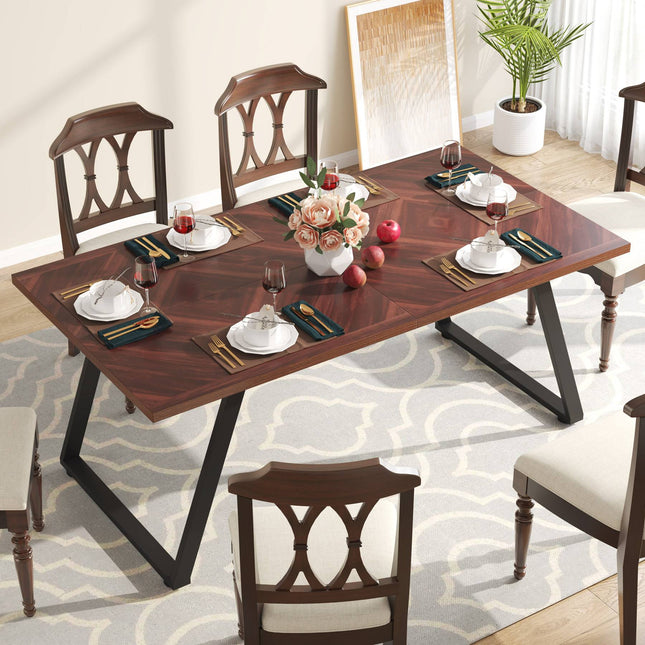 Tribesigns Dining Table, 63" Rectangle Farmhouse Kitchen Dinner Table for 6 Tribesigns