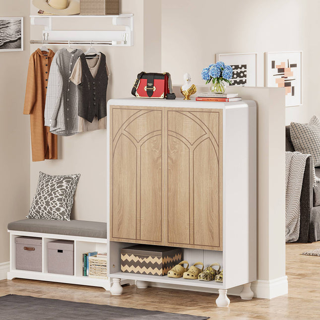 Tribesigns Shoe Cabinet, Modern Wood Shoe Organizer Cabinet with Door Tribesigns