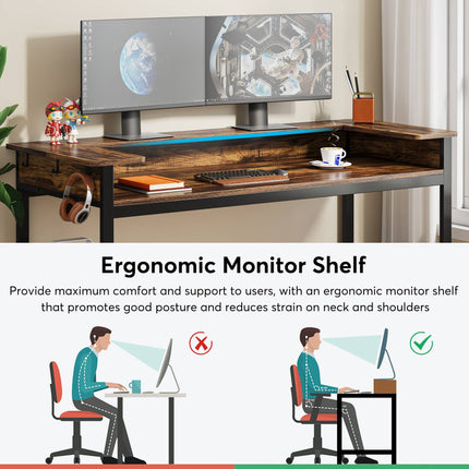 Tribesigns Computer Desk, 70.9" Study Writing Table with CPU Shelf & Monitor Stand Tribesigns, 5