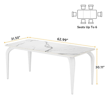 Tribesigns Dining Table, 63" Marble Sintered Stone Kitchen Table with Metal Legs Tribesigns, 8