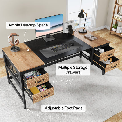 Tribesigns Computer Desk, 63" Executive Desk Writing Table with 4 Storage Drawers Tribesigns, 4