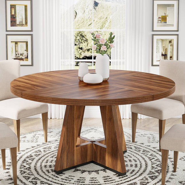 Dining Table, 47-Inch Round Kitchen Table Farmhouse Dinner Table Tribesigns