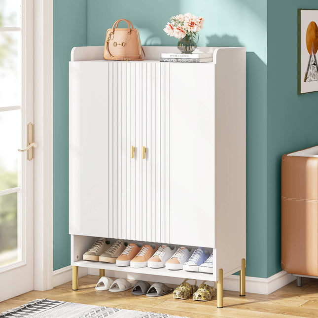 Shoe Rack,Shoe Cabinet, Hidden Shoe Storage, 6-Tier Shoe Organizer with Adjustable Shelves for Entryway, White, Tribesigns