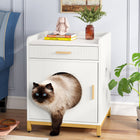 Cat Litter Box Enclosure, Pet House Nightstand with Drawer, Tribesigns, 1