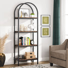 4-Tier Bookshelf, Arched Bookcase Display Rack with Storage Shelves, Rustic Brown, Tribesigns