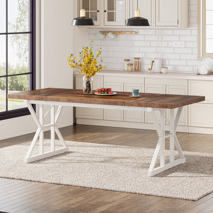 Tribesigns Dining Table, Farmhouse 70.8-Inch Kitchen Table for 6 People Tribesigns, 3