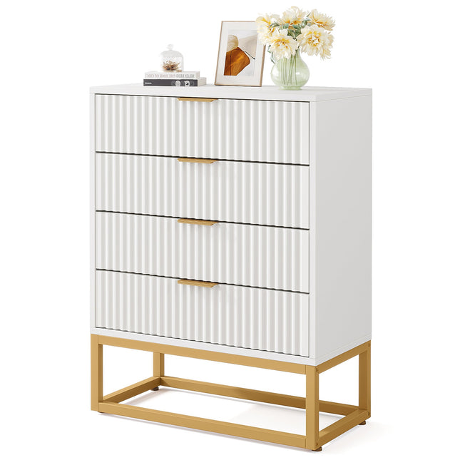 Chest Dresser, White Chest Dresser, 4 Drawer Chest Dresser,  Modern Storage Chest For Bedroom, Tribesigns, 2