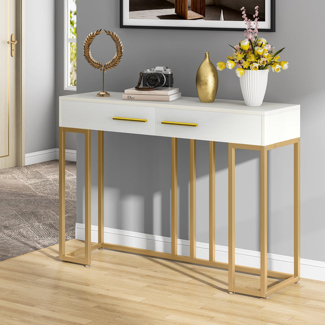 Tribesigns Console Table, Modern Sofa Couch Table with 2-Drawer Tribesigns