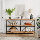 Console Table, 55-Inch, Entryway Table, Sofa Table ,TV Stand, with 3-Tier Storage Shelves, Rustic, Tribesigns, 1