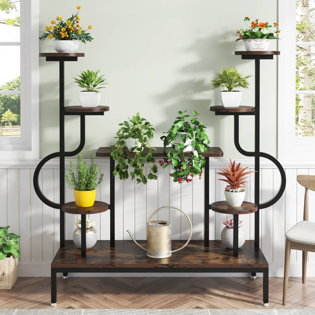 Tribesigns Plant Stand, 8-tier Potted Ladder Holder Flower Rack Shelves, Rustic Brown, 2