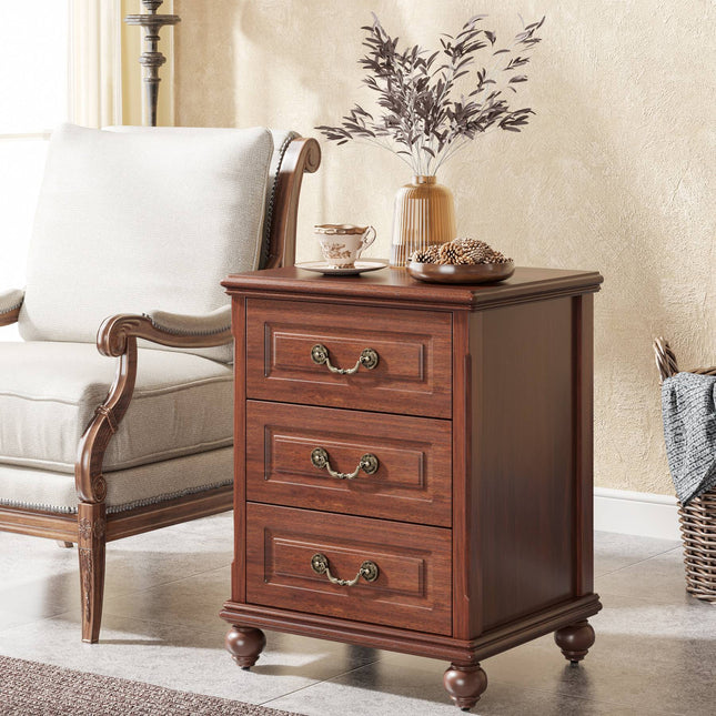 Tribesigns Nightstand, Traditional Bedside Table End Table with 3 Drawers Tribesigns