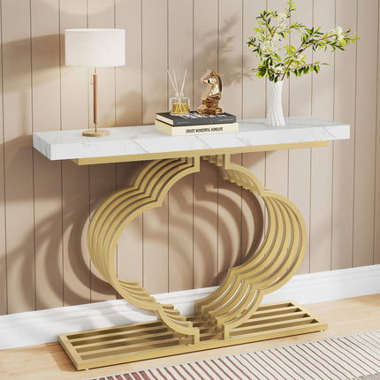 Tribesigns Console Table, 41" Modern Entryway Sofa Table with Flower Shaped Pedestal Tribesigns