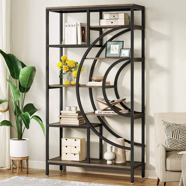 Bookshelf, 71-Inch Industrial 8-Tiers Etagere Shelving Unit