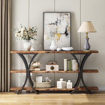 Console Table, 70.9", Entryway Table, Sofa Table, Industrial Entryway Sofa Table with 3-Tier Shelves, Tribesigns, 1