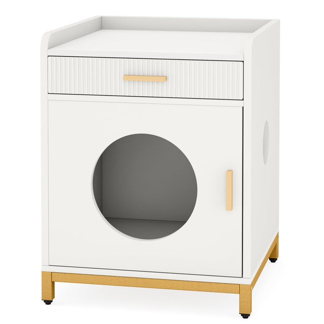 Cat Litter Box Enclosure, Pet House Nightstand with Drawer, Tribesigns, 2