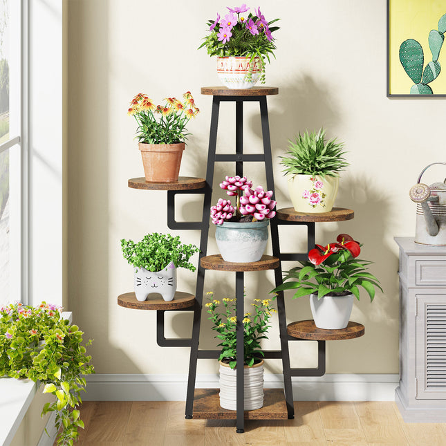 Tribesigns Plant Stand, 7 Tier Plant Pots Holder Rack Flower Stand Shelf, Rustic Brown, 1