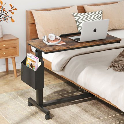 Portable Laptop Desk, C Table, C Side Table, Sofa Side Table, Couch Side Table, Adjustable, with Wheels, Tribesigns, 2