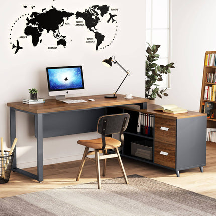 Computer Executive Desk with 47 inch File Cabine