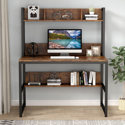 Tribesigns Computer Desk, Home Office Study Desk with Hutch and Shelves Tribesigns, 3
