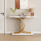 Console Table, 40-Inch Faux Marble Entryway Hallway Sofa Table Tribesigns, Faux Marble White Gold