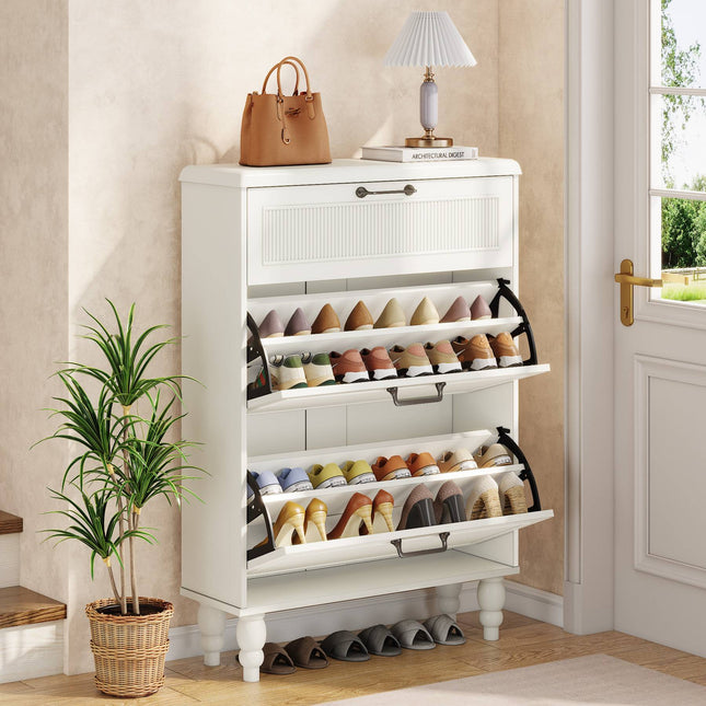 Shoe Rack, Shoe Cabinet, Hidden Shoe Storage, Elegant Shoe Organizer with Flip Drawers for Entryway, Tribesigns