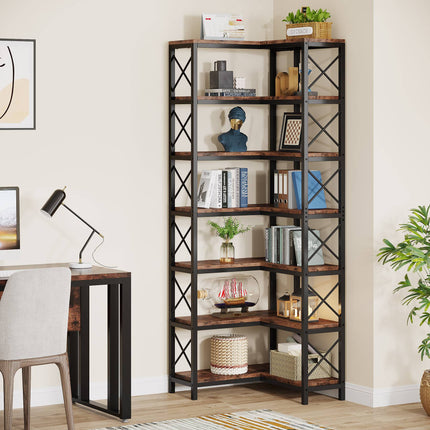Tribesigns Corner Bookshelf, 7-Tier Tall Corner Bookcase Storage Display Rack Tribesigns, 3
