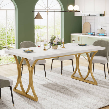 Tribesigns Dining Table, Modern Rectangle Kitchen Table Dinner Table for 6 People Tribesigns