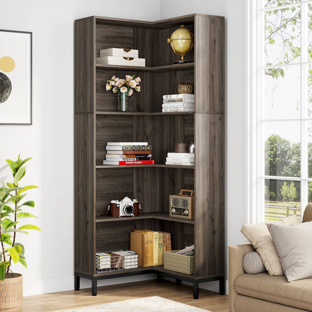 Tribesigns Corner Bookcase, 71 inch 6-Tier L-Shaped Etagere Bookshelf Tribesigns