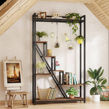 Plant Stand, 7-Tier 70.9-Inch Tall Flower Plant Shelf with 5 S-Hooks, 2
