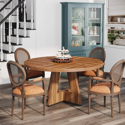 Dining Table, 47-Inch Round Kitchen Table Farmhouse Dinner Table Tribesigns, 3