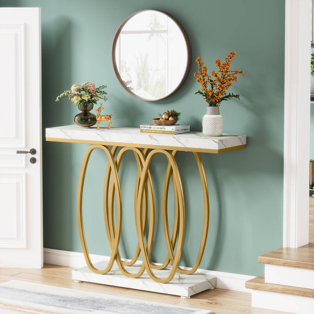 Console Table, 39.37-Inch Faux Marble Sofa Table
