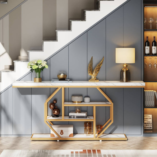 Tribesigns Console Table, 70.9 inch Sofa Table with 4 Tier Storage Shelves Tribesigns