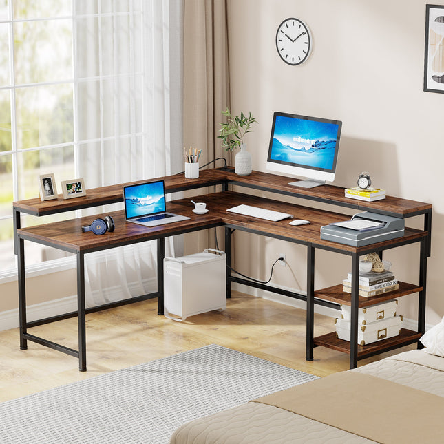 L Shaped Computer Desk, L Shaped Desk with Storage, Tribesigns