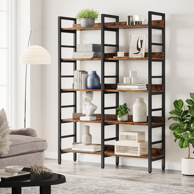 Tribesigns Bookshelf, Double Wide 5-Tier Bookcase Storage Shelves Unit Tribesigns