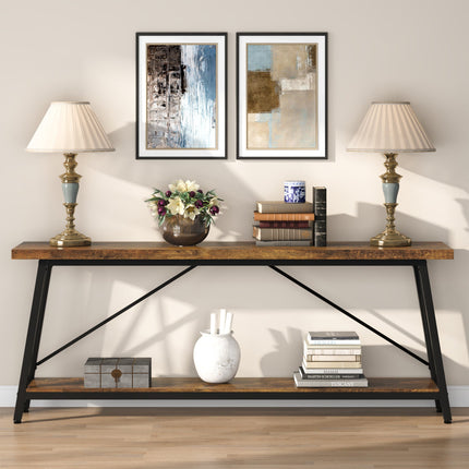 Console Table, 70.9 Inches Extra Long Sofa Table Behind Couch Tribesigns, Dark Brown, 3