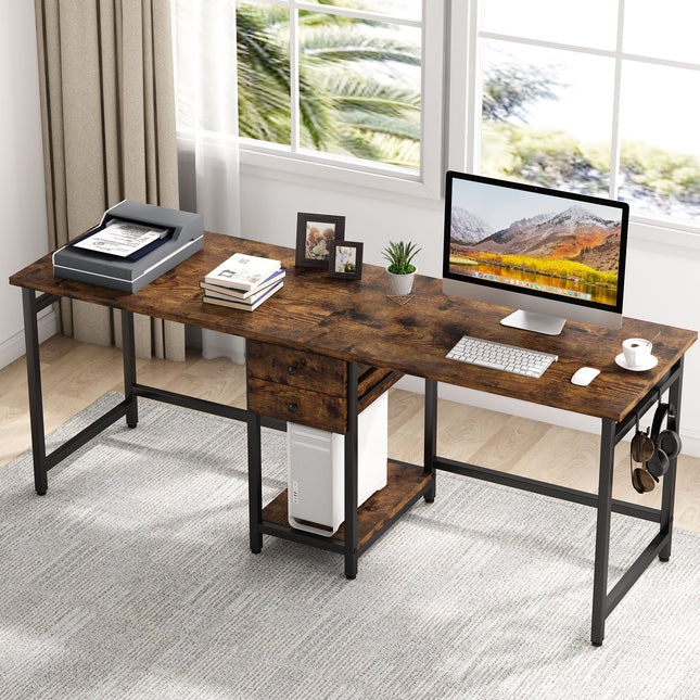 Tribesigns - Two Person Desk, 78’’ Double Computer Desk with Drawers