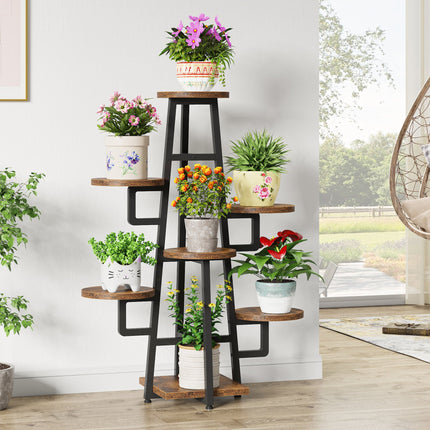 Plant Stand, 7 Tier Plant Pots Holder Rack Flower Stand Shelf, Rustic Brown, 2