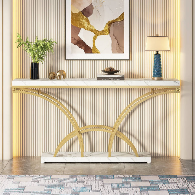 Tribesigns Console Table, 70.9" Sofa Table with Faux Marble Tabletop for Entryway Tribesigns