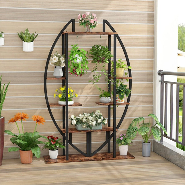 Plant Stand, 5-Tier Bonsai Flower Rack Display Shelf Pack of 2, Rustic Brown