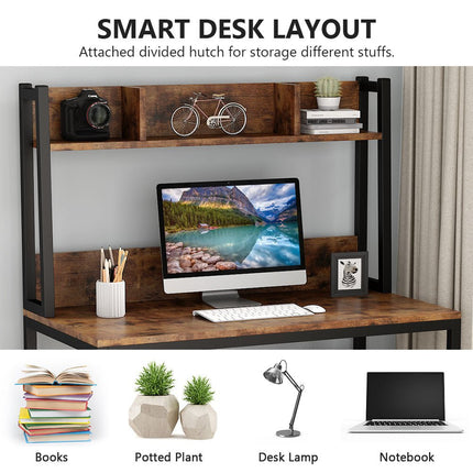 Tribesigns Computer Desk, Home Office Study Desk with Hutch and Shelves Tribesigns, 4
