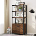 Bookshelf, 4 Tier Etagere Display Bookcase with 2 Drawers