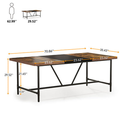 Rectangle Dining Table, Industrial Breakfast Dinner Table for 6-8 people, Tribesigns