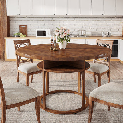  47-Inch Round Dining Table with 4 Divided Storage Compartments for 4 to 6 People, Tribesigns, 2