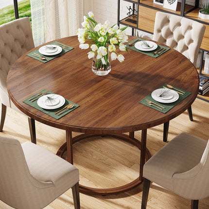  47-Inch Round Dining Table with 4 Divided Storage Compartments for 4 to 6 People, Tribesigns, 3