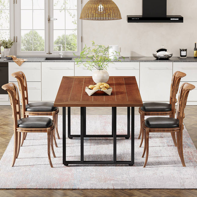 Tribesigns Dining Table, 55-Inch Rectangular Kitchen Table with Solid Wood Veneer Tribesigns, 3